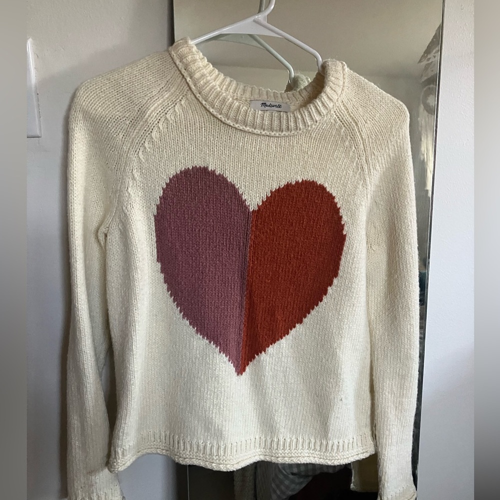 Madewell Cream Sweater with Heart Design